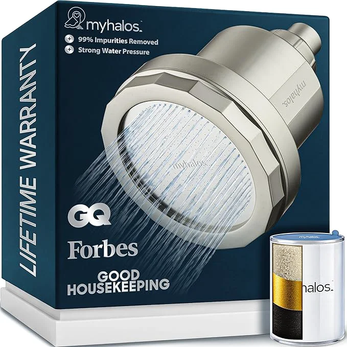 High-Grade MyHalos® Filtered Shower Head for Hard Water Filter Responsible