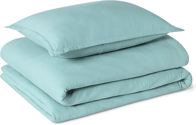 Effective Amazon Basics Brushed Microfiber Comforter Set Extra Soft with Natural Texture 2-Piece Twin Twin XL Blue Premium Material