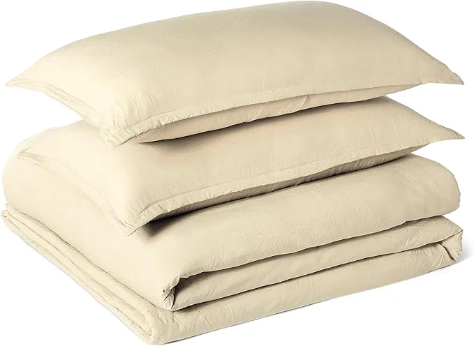 Fashionable Amazon Basics Brushed Microfiber Comforter Set Extra Soft with Natural Texture 3-Piece King Beige Versatile