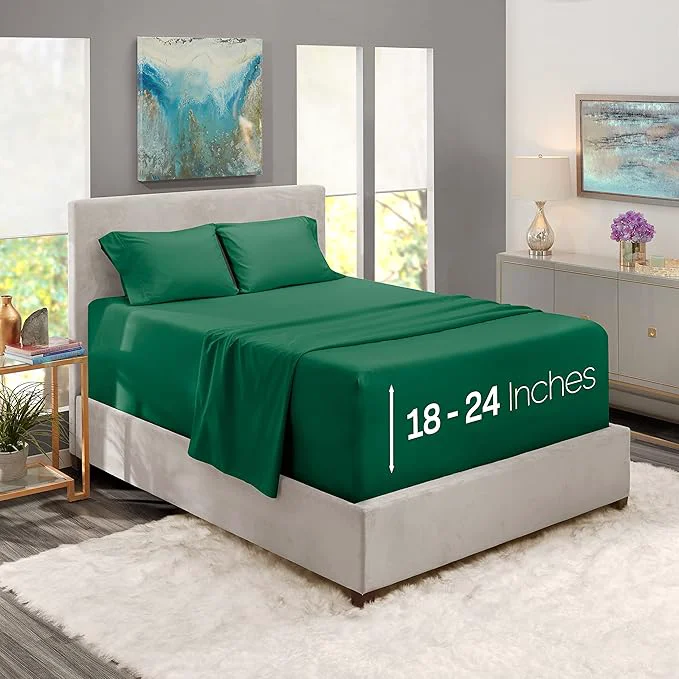 Exclusive Nestl Sheets Set King Microfiber Deep Pocket 4 Piece Hunter Green Powerful