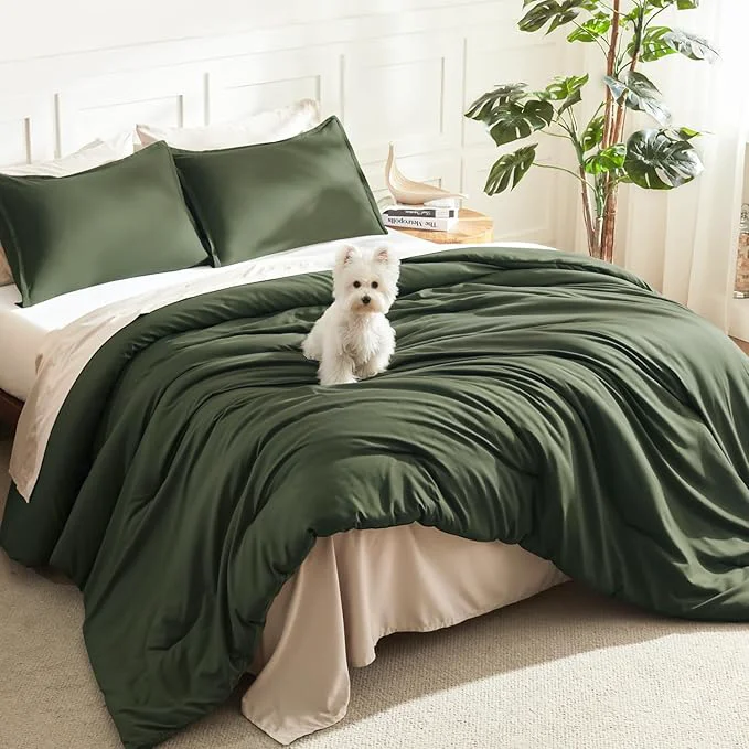 Innovative Litanika Comforters Olive Green Oversized King Size 3 Pieces Lightweight Solid Bedding Comforter Set All Season Fluffy Bed Set 120x98In Comforter amp 2 Pillowcases Outstanding