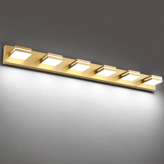 Green SineRise LED Modern Bathroom Vanity Light Fixtures Matte Gold Modern Acrylic Versatile