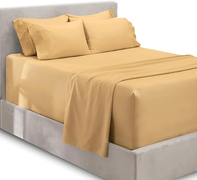 Optimized Hearth amp Harbor Extra Deep Pocket Queen Sheets Sets - Fits Mattress 18-24 Inches Deep - Extra Deep Pocket Sheets - 6 Piece Queen Size - Camel Fast