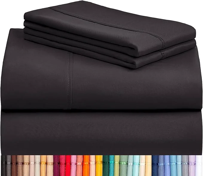 Sustainable LuxClub 6 PC Queen Sheet Set Breathable Luxury Bed Sheets Deep Pockets 18 quot Wrinkle Cooling Sheets Machine Washable Hotel Bedding Silky Soft – Black Queen Functional