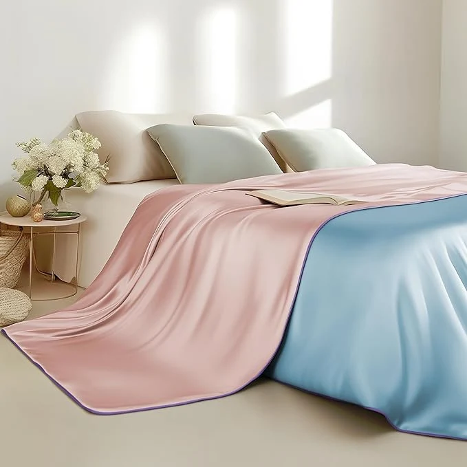 Optimized Sheal Cooling Comforter Queen Size 80 39 39 x 90 39 39 Q-Max Rating of gt 0.4 Double-Sided Cool Tech Comforter amp Colors All-Season Lightweight Blanket to Quickly Cool Down Pink Blue Eco-Friendly