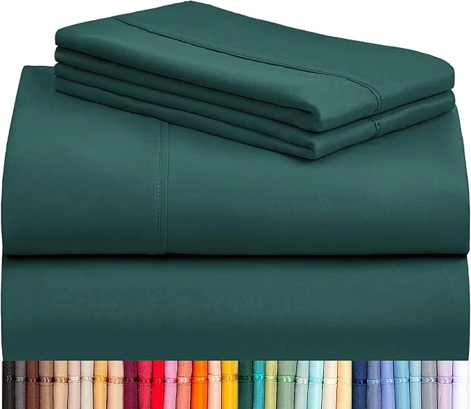Versatile LuxClub 3 PC Sheet Bed Sheets Deep Pockets 18 quot Eco Friendly Wrinkle -Kids-Fitted Sheets Machine Washable Hotel Bedding Silky Soft – Emerald Twin XL Healthy