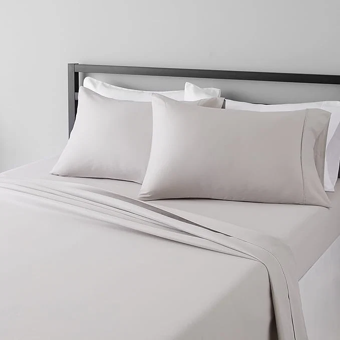Superior Amazon Basics Lightweight Breathable Ultra-Soft Wrinkle- Luxury Microfiber 4-Piece Bed Sheet Set with 14-Inch Deep Pockets Full Light Gray Solid Prestigious