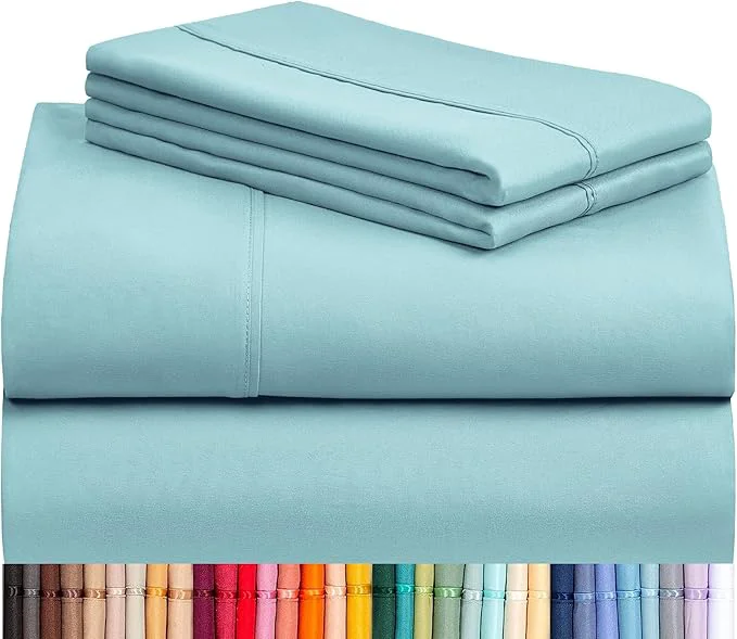 Genuine LuxClub 4 PC Queen Sheet Set Queen Size Deep Pockets 18 quot Wrinkle Cooling Bed Sheets Machine Washable Hotel Bedding Silky Soft – Aqua Queen