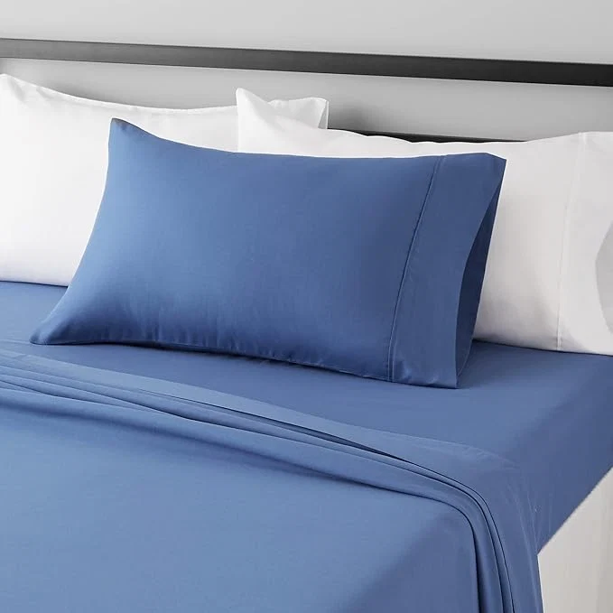 Recyclable Amazon Basics Lightweight Breathable Super Soft Easy Care Wrinkle Resistant Brushed Microfiber 3-Piece Bed Sheet Set with 14-Inch Deep Pockets Twin Dutch Blue Solid Professional