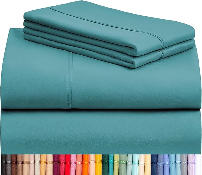 Fine LuxClub 4 PC Queen Sheet Set Breathable Luxury Bed Sheets Deep Pockets 18 quot Wrinkle Cooling Sheets Machine Washable Hotel Bedding Silky Soft – Teal Queen Recyclable