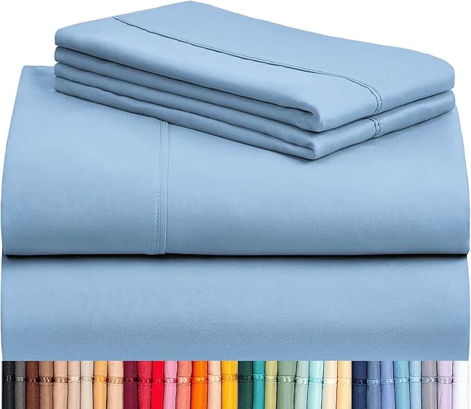 Trusted LuxClub 4 PC Queen Sheet Set Breathable Luxury Bed Sheets Deep Pockets 18 quot Wrinkle Cooling Sheets Machine Washable Hotel Bedding Silky Soft – Sky Queen Efficient