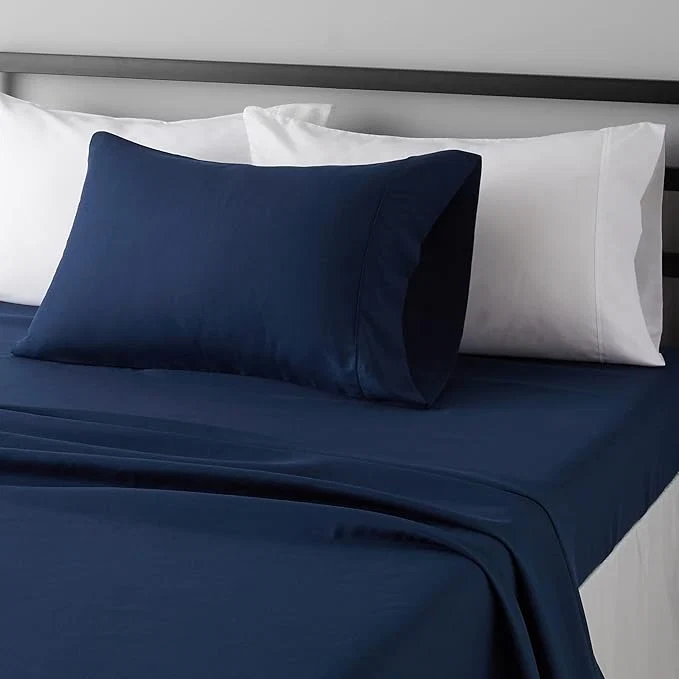 Green Amazon Basics Lightweight Super Soft Wrinkle- Breathable Brushed Microfiber 3-Piece Fitted Sheet Set with 14-Inch Deep Pockets Twin XL Navy Blue Solid Comfortable