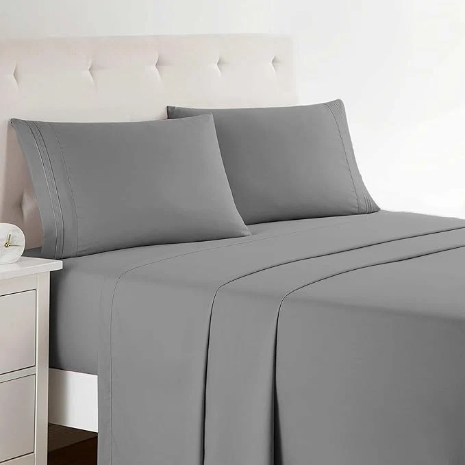 Dependable Clara Clark Bed Sheets Premier 1800 Series Bed Sheet Set Deep Pocket Wrinkle Fade Stain Resistant Luxury Soft Bedding Sheets amp Pillowcases King Frost Grey Next-Generation