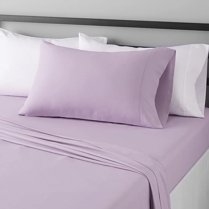 Reusable Amazon Basics Lightweight Super Soft Easy Care Wrinkle- Breathable Brushed Microfiber 3 Piece Bed Sheet Set with 14-Inch Deep Pockets Twin Frosted Lavender Solid Exceptional