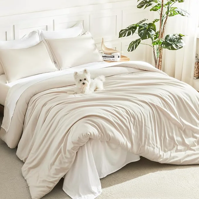 Optimized Litanika Comforter King Size Beige 3 Pieces Lightweight Bedding Comforter Set Down Comforter All Season Fluffy Bed Set Gift Choice Durable