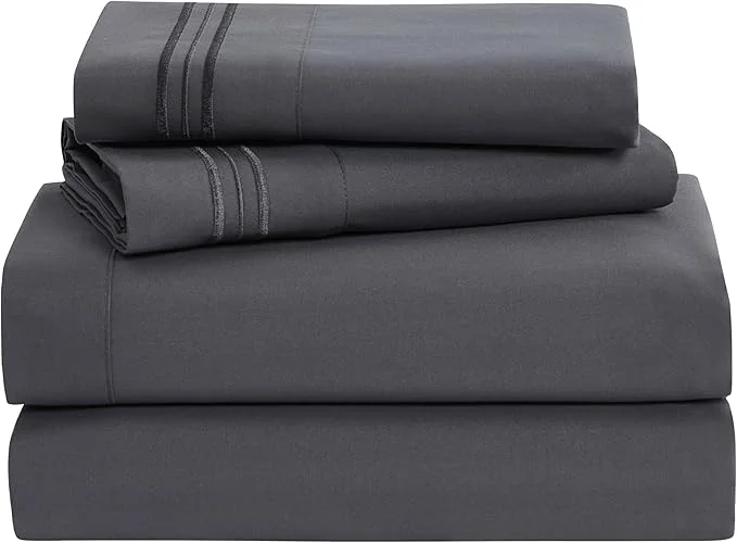 Effective Clara Clark Bed Sheets Premier 1800 Series 4 Piece Bed Sheet Set Deep Pocket Wrinkle Fade Stain Resistant Luxury Soft Bedding Sheets amp Pillowcases Queen Charcoal Gray Refined