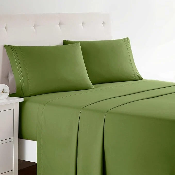 Clara Clark Bed Sheets Premier 1800 Series 4 Piece Bed Sheet Set Deep Pocket Wrinkle Fade Stain Resistant Luxury Soft Bedding Sheets amp Pillowcases King Calla Green Powerful