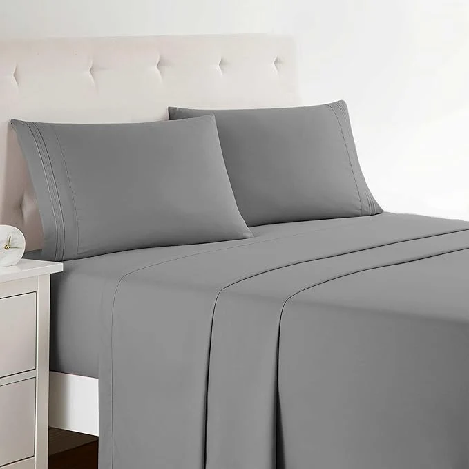 Excellent Clara Clark Bed Sheets Premier 1800 Series Bed Sheet Set Deep Pocket Wrinkle Fade Stain Resistant Luxury Soft Bedding Sheets amp Pillowcases Queen Frost Grey Superior