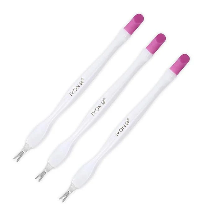 User-Friendly IVON 3 Pack Nail Cuticle Trimmer Pusher Remover Double End White Handle Premium