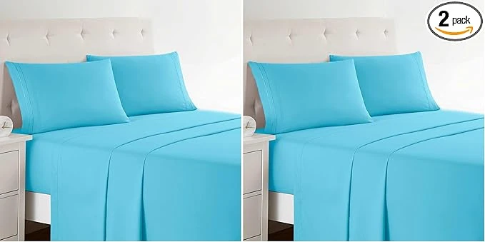 Healthy Clara Clark Bed Sheets Premier 1800 Series 4 Piece Bed Sheet Set Deep Pocket Wrinkle Fade Stain Resistant Luxury Soft Bedding Sheets amp Pillowcases Queen Beach Blue Pack of 2 Reliable