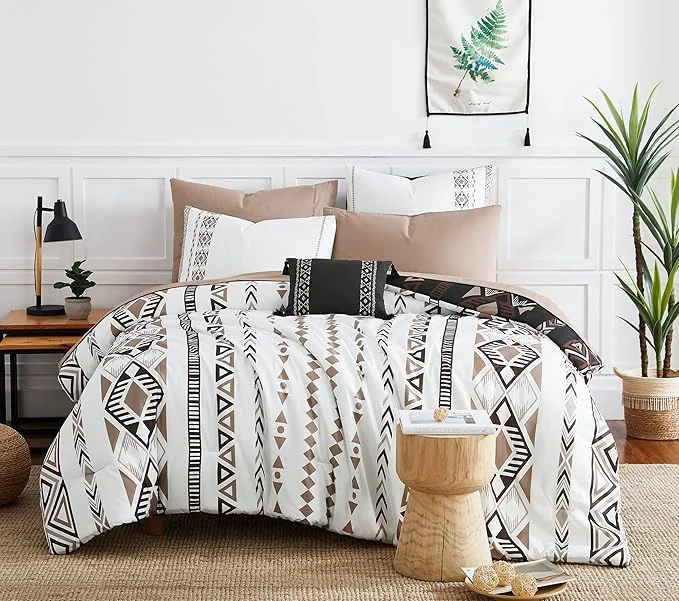 Superior Geniospin Cal King Size Comforter Set- 7 Pieces Boho Bed in a Bag Western Bedding Set for All Seasons Reversible Aztec Bedding Lightweight Comforter Bed Set with Sheets Pillowcases amp Shams Optimized