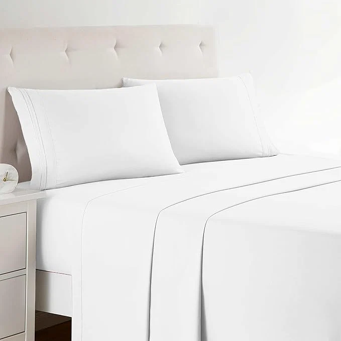 Stylish Clara Clark Bed Sheets Premier 1800 Series 4 Piece Bed Sheet Set Deep Pocket Wrinkle Fade Stain Resistant Luxury Soft Bedding Sheets amp Pillowcases California King White First-Class