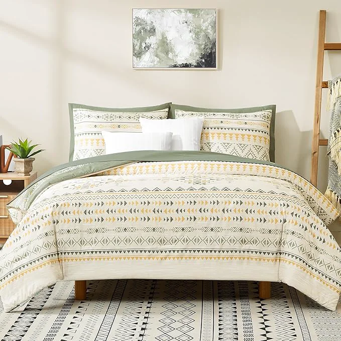 Detailed Geniospin Queen Comforter Set – 7 Pieces Reversible Bedding Set Boho Bed in A Bag Lightweight Soft Aztec Bedding All Season Bed Comforter Set with Sheets Pillowcases amp Shams Premium