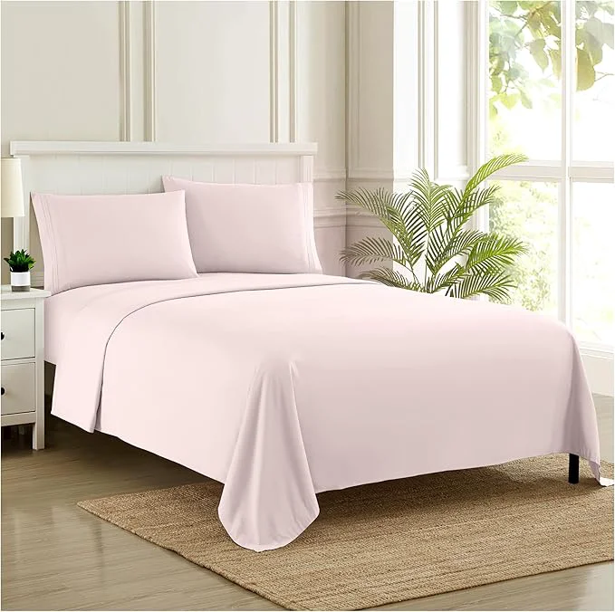 Outstanding Twin Sheets – Breathable Luxury Sheets with Full Elastic amp Secure Corner Straps Built In – 1800 Supreme Collection Extra Soft Deep Pocket Bedding Set Sheet Set Twin Pale Pink Superior
