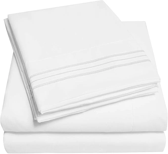 Pure 1500 Supreme Collection Extra Soft Split King Sheets Set White – Luxury Bed Sheets Set with Deep Pocket Wrinkle Bedding Over 40 Colors Split King Size White Traditional
