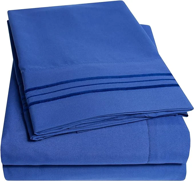 Quality 1500 Supreme Collection King Sheet Sets Royal Blue – Luxury Hotel Bed Sheets and Pillowcase Set for King Mattress – Extra Soft Elastic Corner Straps Deep Pocket Sheets King Royal Blue Certified