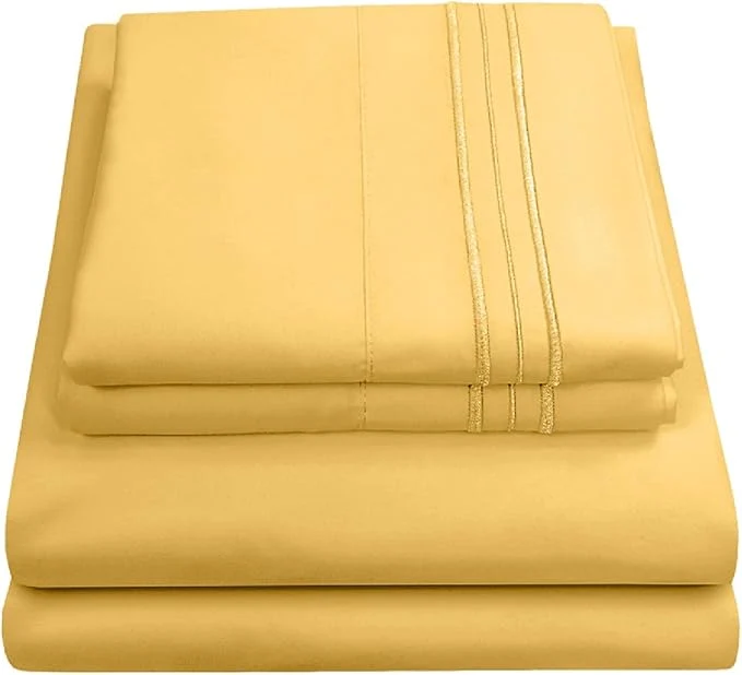 Carefully Designed Queen Size Bed Sheets – Breathable Luxury Sheets with Full Elastic amp Secure Corner Straps Built In – 1800 Supreme Collection Extra Soft Deep Pocket Bedding Set Sheet Set Queen Yellow Expertly Made