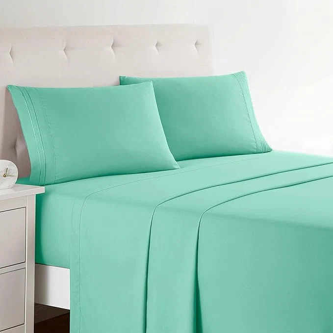 Organic Clara Clark Bed Sheets Premier 1800 Series 4 Piece Bed Sheet Set Deep Pocket Wrinkle Fade Stain Resistant Luxury Soft Bedding Sheets amp Pillowcases Twin Mint Green Minimalist