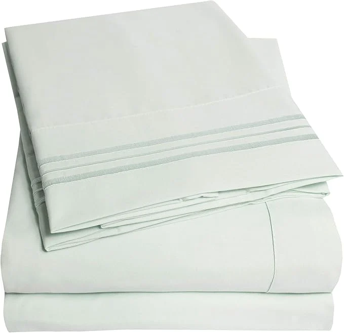 Smooth 1500 Supreme Collection Twin XL Sheet Sets Mint Green – 3 Piece Bed Sheets and Pillowcase Set for Twin XL Mattress – Extra Soft Elastic Corner Straps Deep Pocket Sheets Twin XL Mint Green Fast