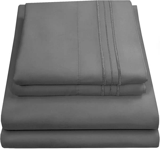 Smooth Twin Sheets – Breathable Luxury Sheets with Full Elastic amp Secure Corner Straps Built In – 1800 Supreme Collection Extra Soft Deep Pocket Bedding Set Sheet Set Twin Gray Original