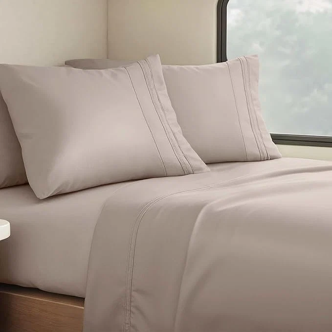 Natural Clara Clark Bed Sheets Premier 1800 Series 4 Piece RV Queen Sheet Set Luxury Soft Sheets for RV Bunks Short Queen – Linen Stylish