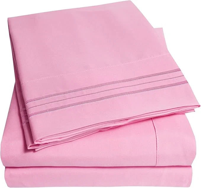 World-Class 1500 Supreme Collection Queen Sheet Sets Pink – Luxury Hotel Bed Sheets and Pillowcase Set for Queen Mattress – Extra Soft Elastic Corner Straps Deep Pocket Sheets Queen Pink Reliable