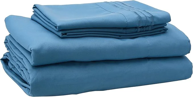 Recyclable Queen Size Bed Sheets – Breathable Luxury Sheets with Full Elastic amp Secure Corner Straps Built In – 1800 Supreme Collection Soft Deep Pocket Bedding Sheet Set EXTRA DEEP pocket – Queen Denim Minimalist