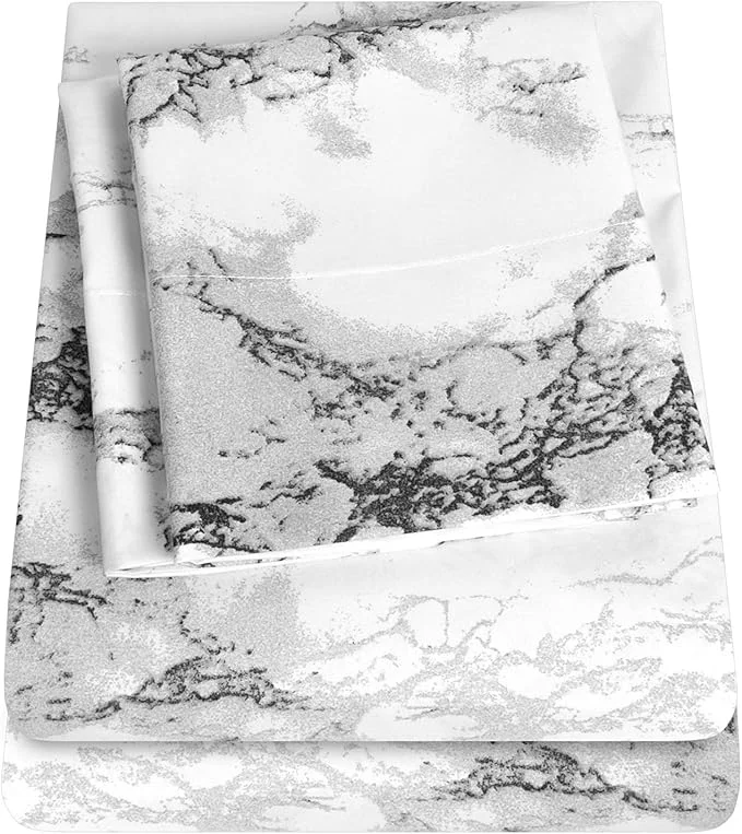 Fashionable 1500 Supreme Collection Extra Soft Marble Print 4-Piece Sheet Set- Luxury Bed Sheets Set with Deep Pocket Wrinkle Bedding Full Size Verified