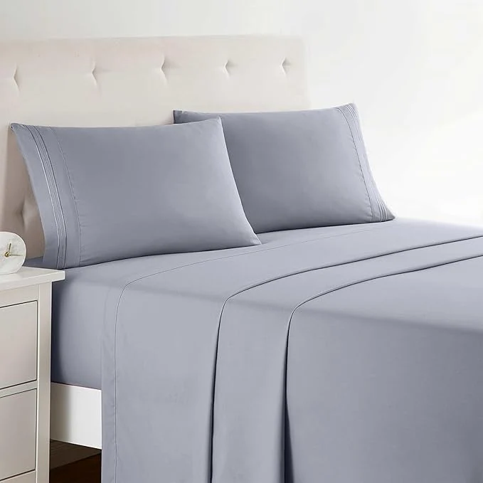 Optimized Clara Clark Queen Sheets Set Deep Pocket Bed Sheets – 4 Piece Queen Size Sheets Extra Soft Bedding Sheets amp Pillowcases Queen Gray Lavender Durable