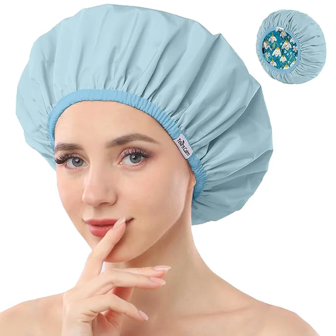 Clean Years calm Shower Caps for Women Reusable Waterproof Double Layer Waterproof Original Design