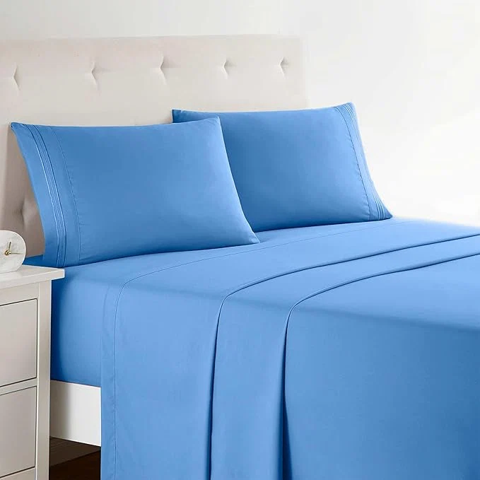 Eco-Friendly Clara Clark Twin XL Sheets Set Deep Pocket Bed Sheets for Twin XL Size Bed – 3 Piece Sheets Luxury Soft Bedding Sheets amp Pillowcases Calm Blue Optimized