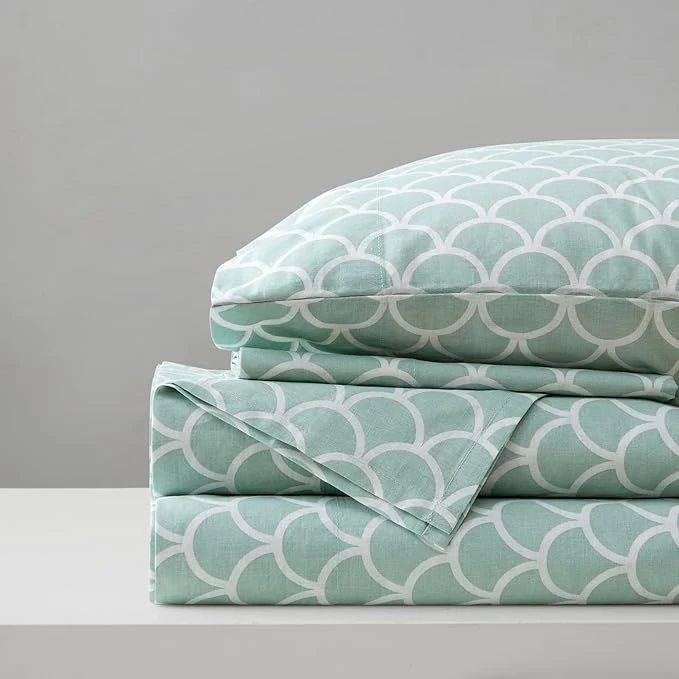 Organic Comfort Spaces Cotton Sheet Set Breathable Lightweight Soft with 14 quot Elastic Pocket Fits up to 16 quot Mattress All Season Cozy Bedding Matching Pillow Case Cal King Scales 4 Piece Quality