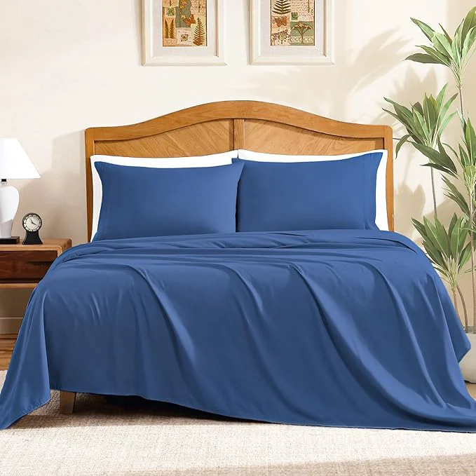 Fast ClevaHome Sheet Set Twin Size 3-Piece Bedding Lightweight amp Super Soft Easy Care Microfiber– Shrinkage amp Fade Resistant Bedding Set with 14 39 39 Deep Pockets Navy Blue Durable