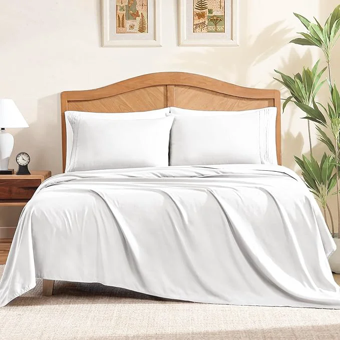 Smooth ClevaHome Sheet Set Twin Size 3-Piece Bedding Lightweight amp Super Soft Easy Care Microfiber– Shrinkage amp Fade Resistant Bedding Set with 14 39 39 Deep Pockets Pearl White Expertly Made