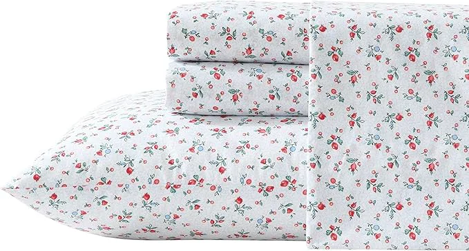 Prestigious Laura Ashley – Twin XL Sheet Set Super Soft Cotton Percale Bedding Set with Matching Sham Oeko-Tex Aylesmore Ditsy Red Twin XL Official