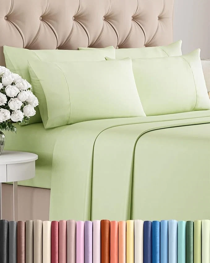 Professional King 6 Piece Sheet Set – Comfy Breathable amp Cooling – Ultra-Soft Hotel Luxury Bedding Set with 8-16 Inch Deep Pockets – 1 Flat amp 1 Fitted Sheet amp 4 Pillowcases – Wrinkle amp Easy Care – Light Sage Expertly Made