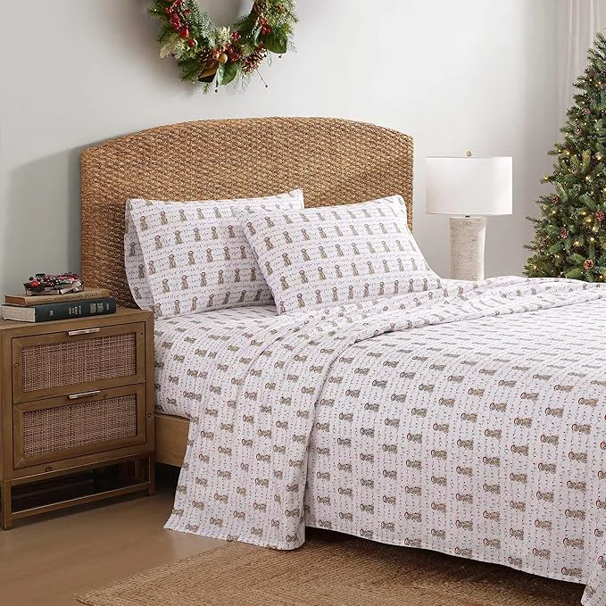 Durable Tommy Bahama – Queen Size Sheet Set Crisp amp Cool Cotton Percale Bedding with a Smooth Lightweight Feel 4 Piece Holiday Bed Sheets with Matching Pillowcases Wrapped Up Red Trendy