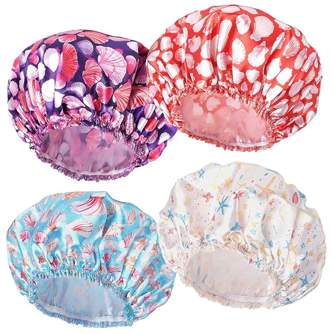 Top-Quality Shower Caps for Women Double Layers Shower Cap Reusable Waterproof Bathing Fashionable