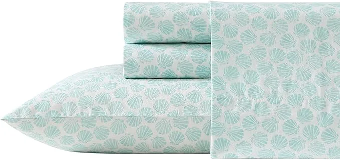 Versatile Laura Ashley – Queen Sheets Cotton Percale Bedding Set Lightweight amp Breathable Home Decor Margate Shells Blue Queen Official