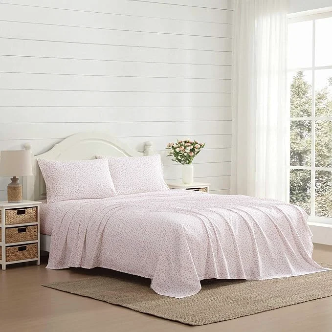 Reliable Laura Ashley – Twin XL Sheet Set Crisp amp Cool Cotton Percale Bedding for Year Round Comfort Deep Pocket Bed Sheets with Matching Pillowcase Little Ditsy Pink Selected